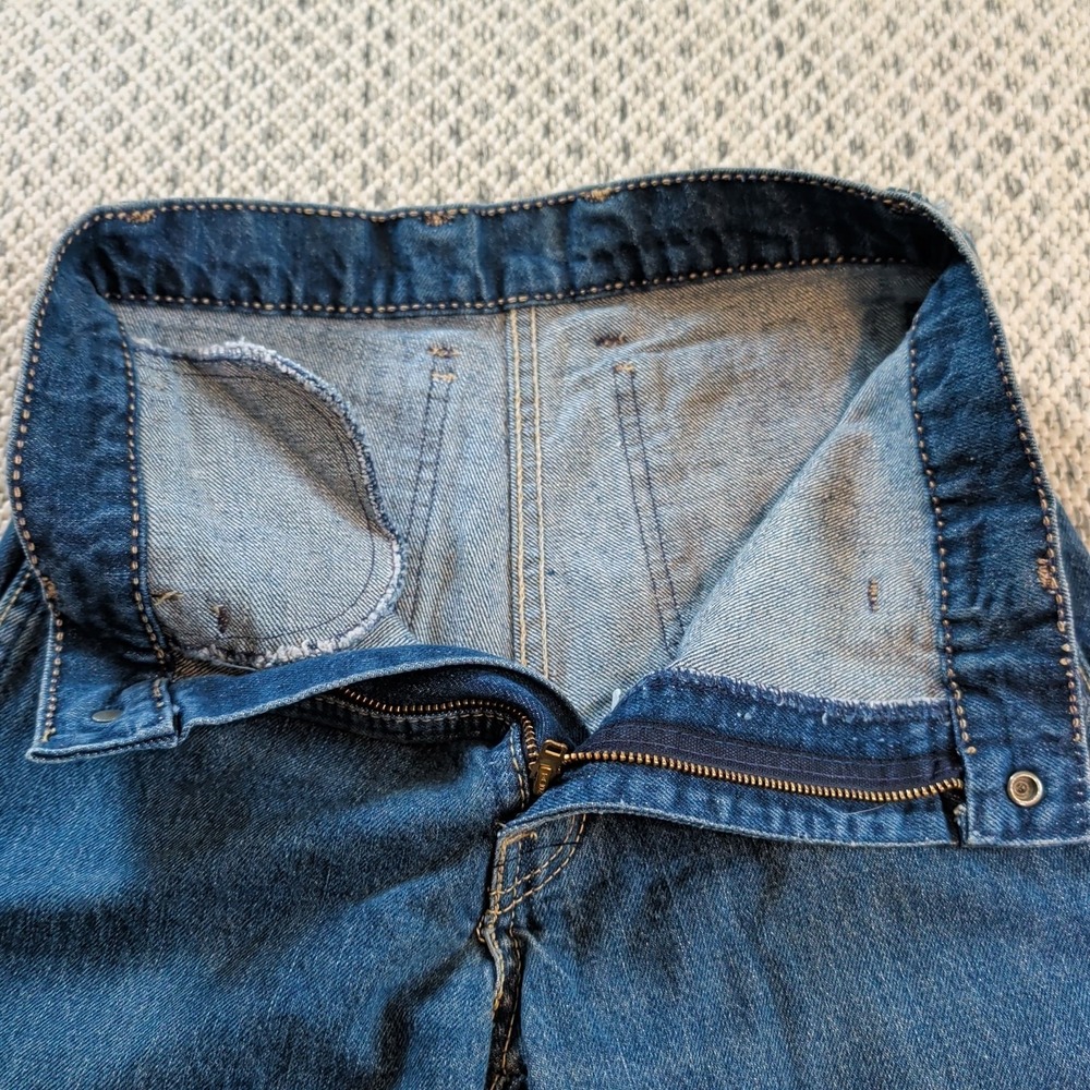 VTG 70s Sasson Blue Jeans 26x24 Cropped Hem High Rise Dark Wash Talon Zipper EUC - Picture 12 of 16